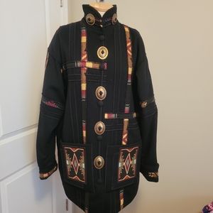 Vintage Coloratura Medium/Large 100% Wool Black Jacket. Lined, Pockets USA